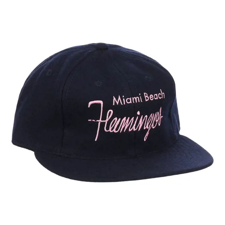 Casquette de baseball vintage en laine Miami Beach Flamingos bleu marine