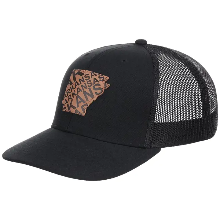 Casquette filet 6 pans en cuir Arkansas NOIR/MARRON
