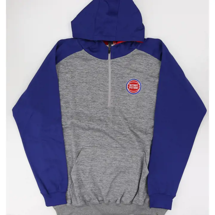 DETROIT PISTONS NBA PROFILE HOODIE 1/4 ZIP H-GRAY/ RBL/ RED WO