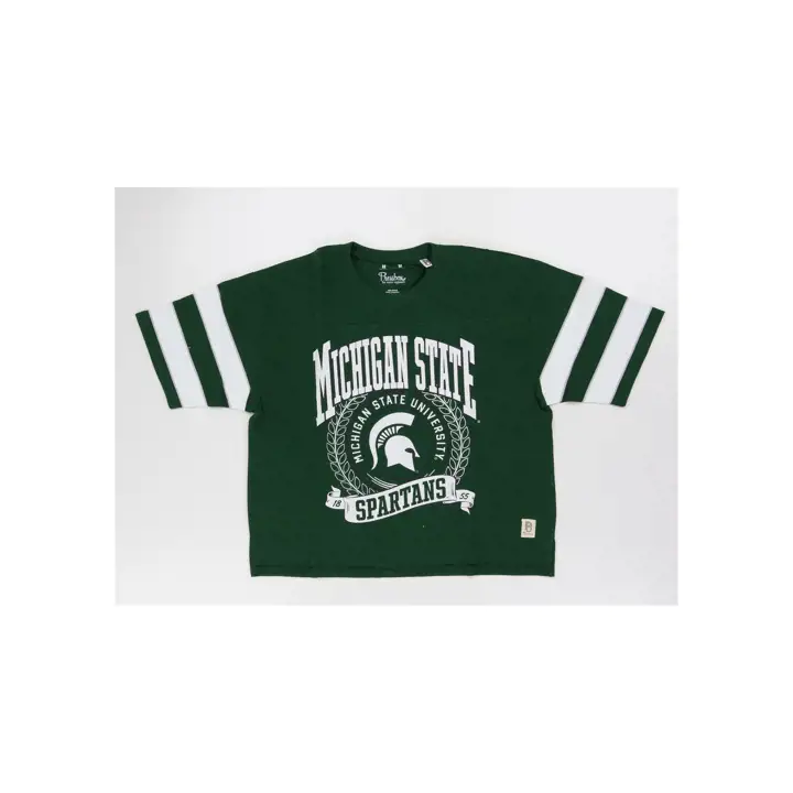 T-shirt Michigan State Spartans NCAA femme à rayures sur les manches Emily