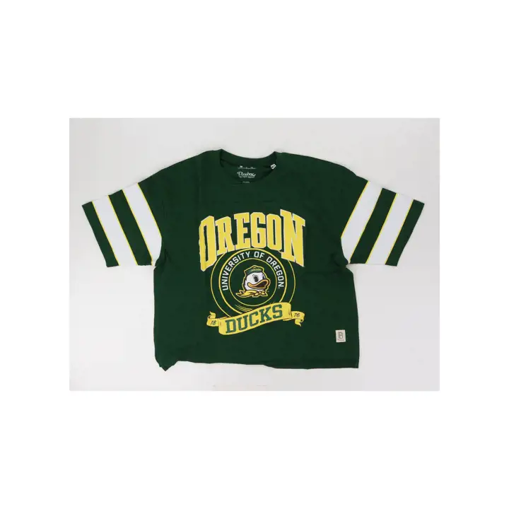 T-shirt Emily à rayures sur les manches Oregon Ducks NCAA pour femme 24 vert