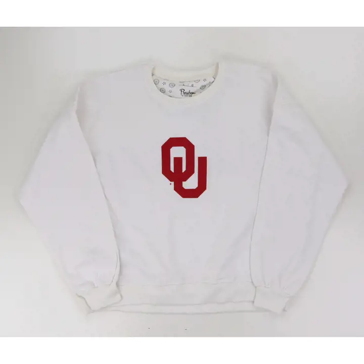 Oklahoma Sooners NCAA Femme Lettrage Manches Longues Janise Blanc