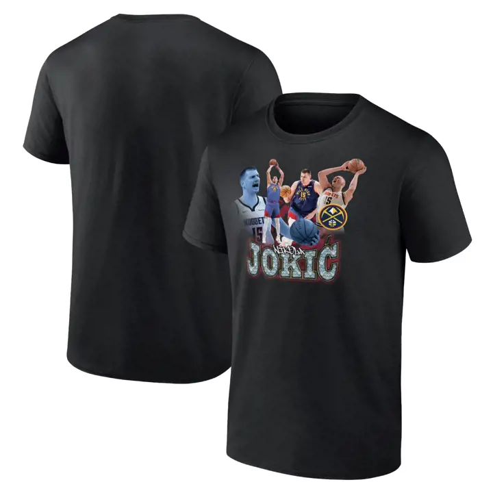 T-Shirt DENVER NUGGETS NBA Moderne Hype NIKOLA JOKIC Noir