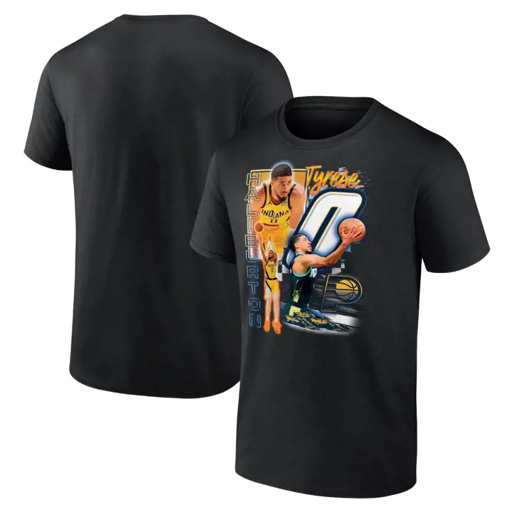 T-Shirt Moderne NBA Hype INDIANA PACERS TYRESE HALIBURTON Noir