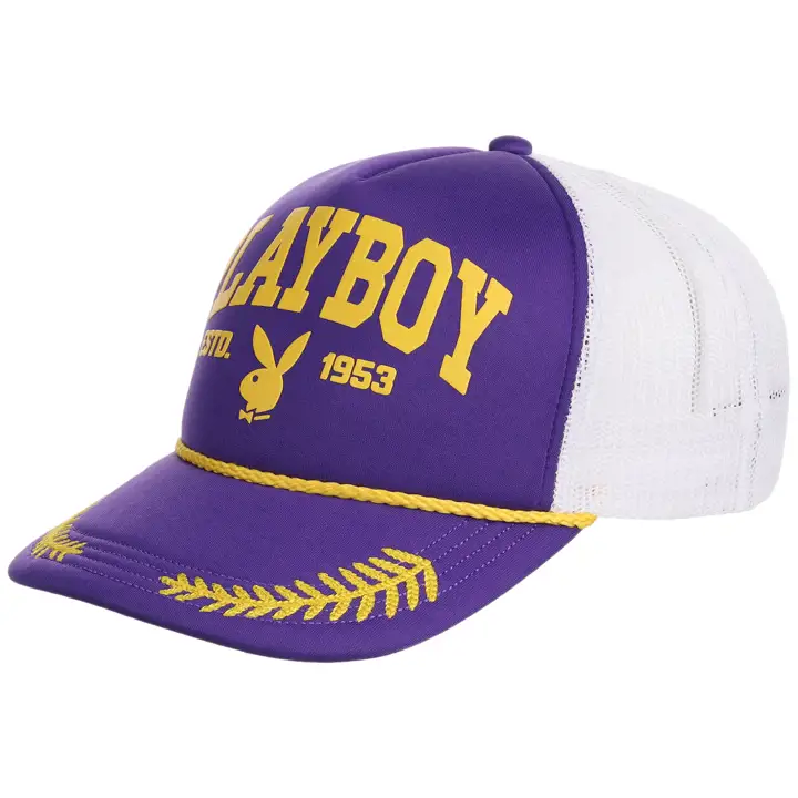 Casquette trucker Playboy Varsity en mousse - violette/jaune
