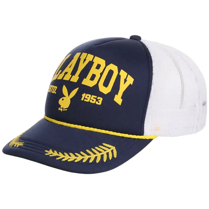 Casquette camionneur en mousse Playboy Varsity marine/jaune