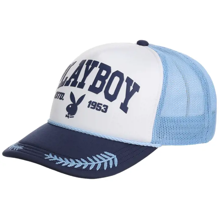 Casquette de camionneur en mousse Playboy Varsity Blanc/marine