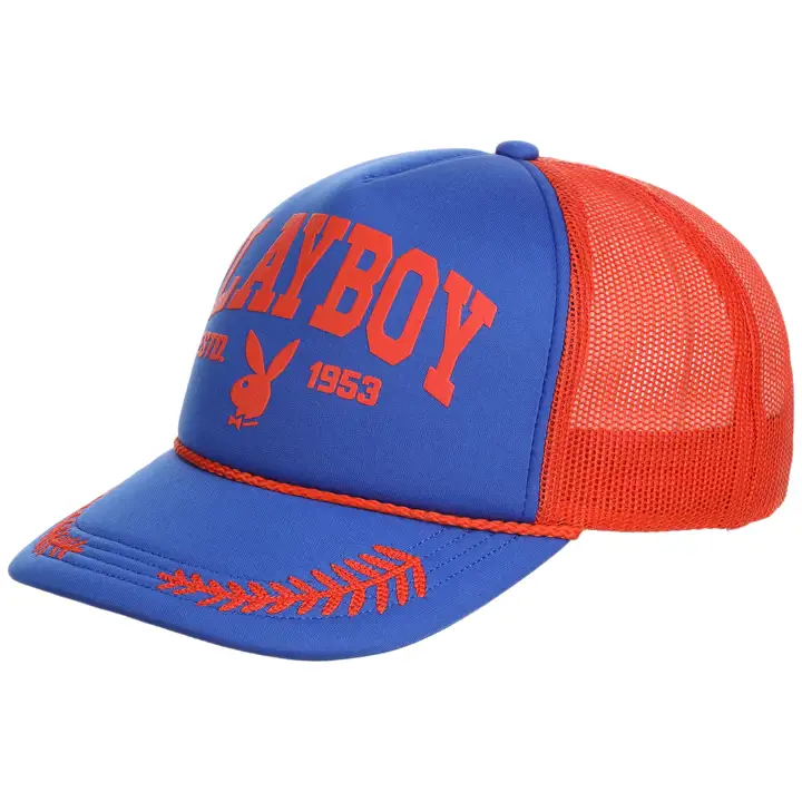 Casquette de routier en mousse Playboy Varsity bleue/orange