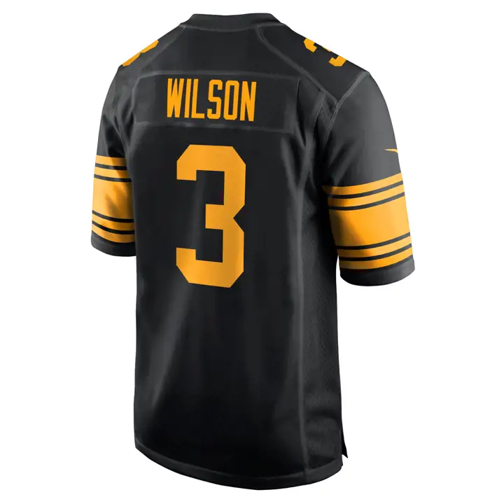 Maillot de match NFL Steelers pour homme 24 Russell Wilson BLK