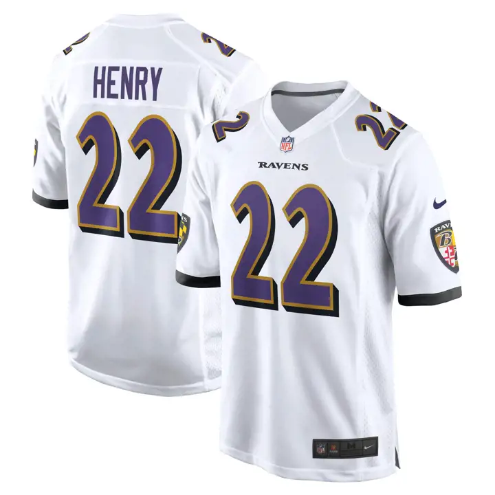 Baltimore Ravens NFL Men's Game Jersey 24 Derrick Henry WHT