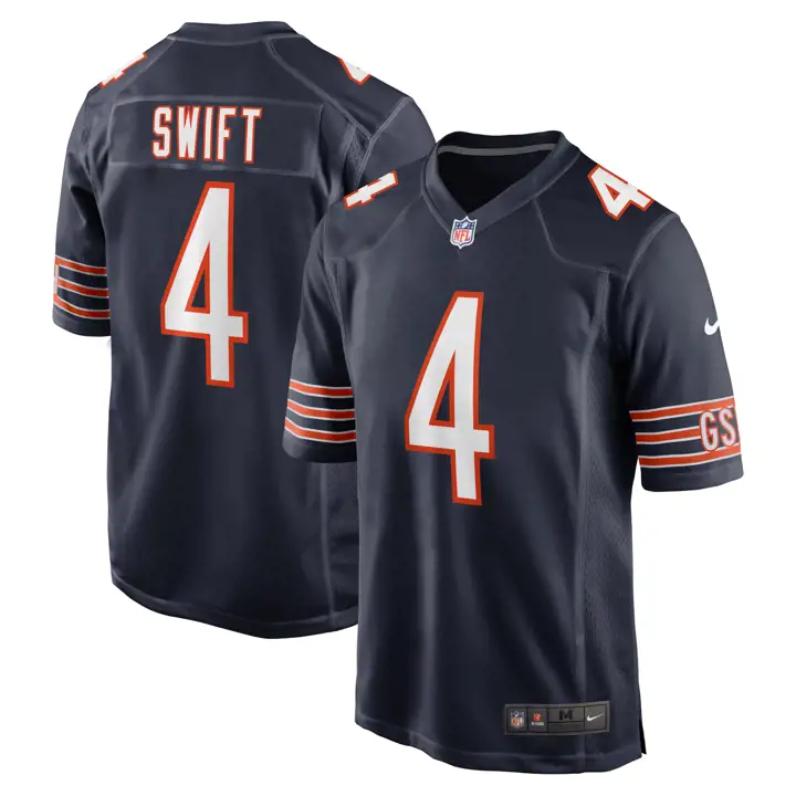 Maillot de match NFL pour homme des Chicago Bears 24 D'Andre Swift BLEU