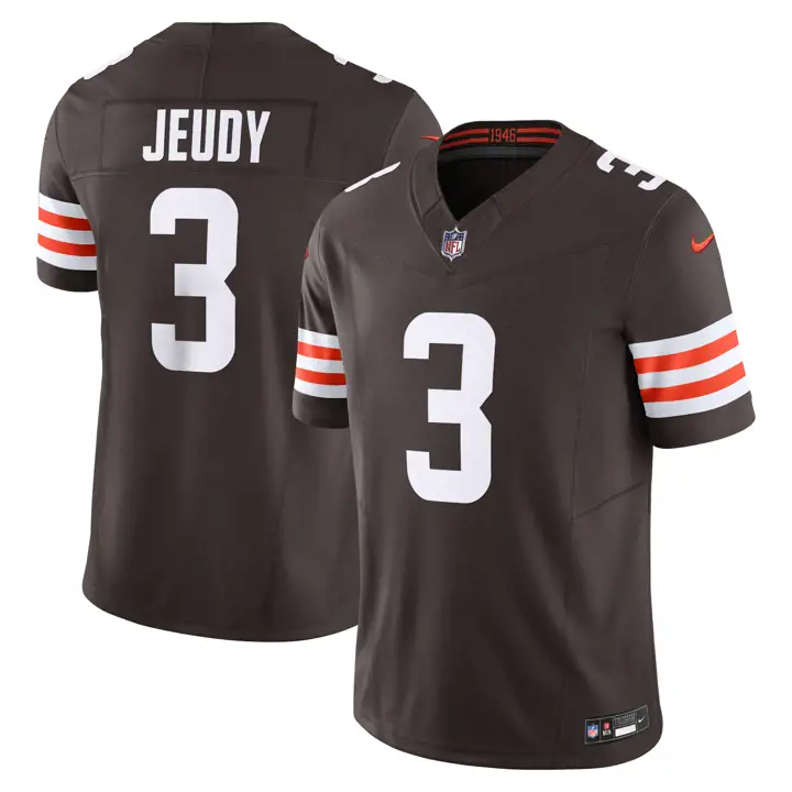 Maillot NFL Cleveland Browns pour homme, édition limitée, 24 Jerry Jeudy BRN