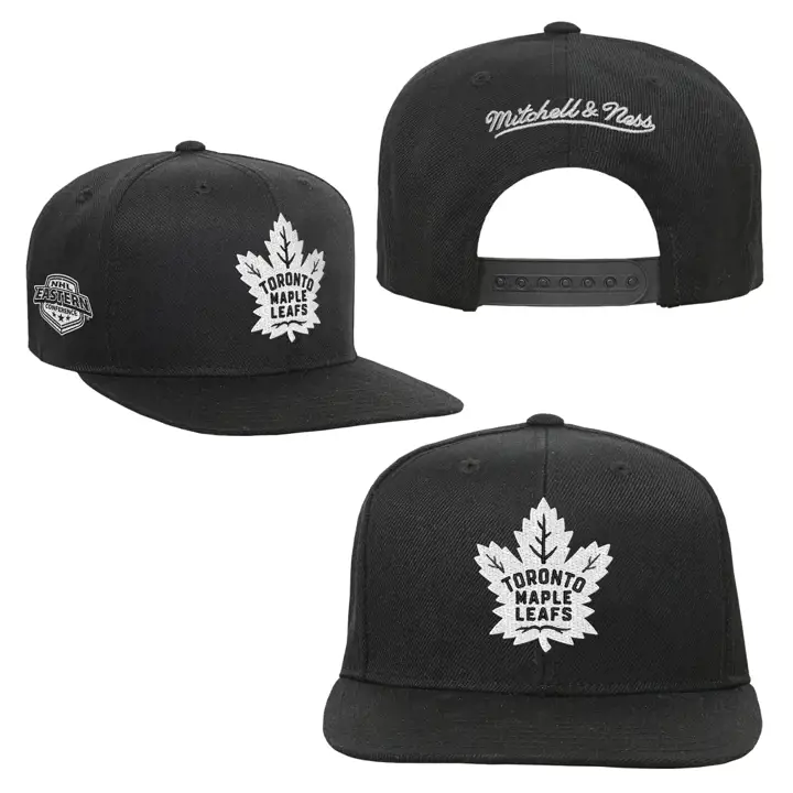 Casquette junior Toronto Maple Leafs LNH noire à bouton-pression