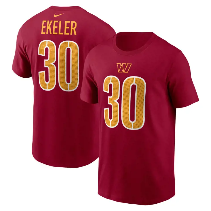 T-shirt NFL Wordmark Homme Commanders 24 Ekeler ROUGE