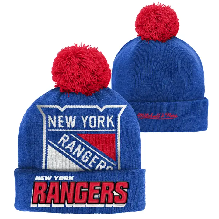 New York Rangers LNH MN YTH CORE POM KNIT Bleu