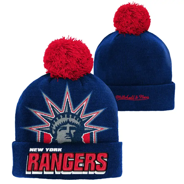 New York Rangers LNH MN JEUNESSE BONNET POMPON CORE Marine