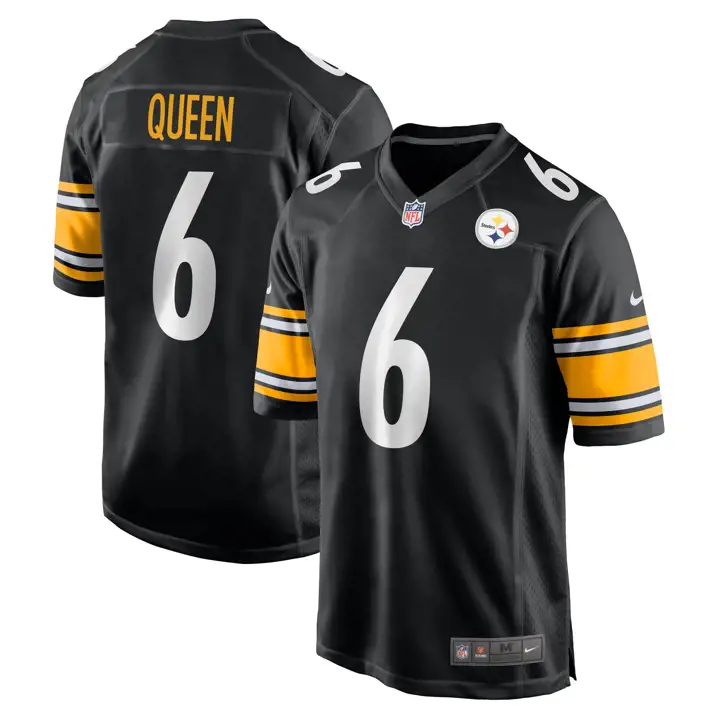 Maillot de match NFL Steelers pour homme 24 Patrick Queen Noir