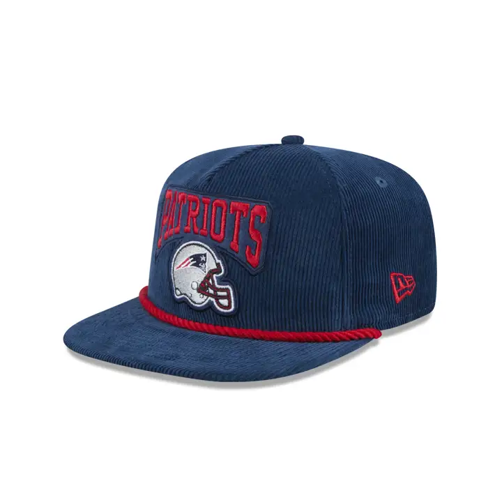 Casquette de golf rétro New England Patriots NFL en velours côtelé bleu marine