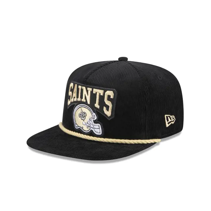 Casquette Golfer NFL rétro en velours côtelé noir NEW ORLEANS SAINTS
