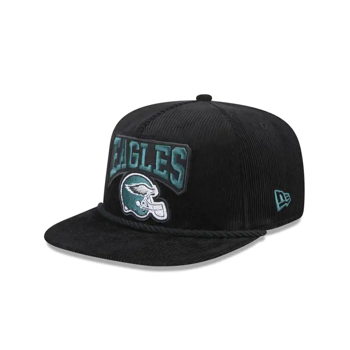 Casquette de golf rétro Philadelphia Eagles NFL en velours côtelé noir