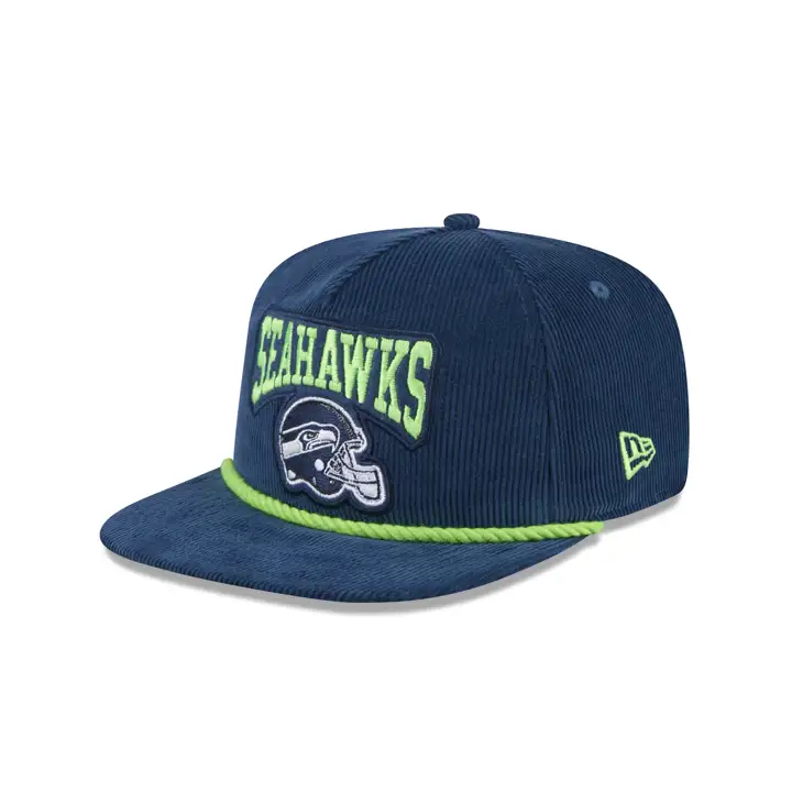 Casquette de golf rétro en velours côtelé bleu marine NFL Seattle Seahawks