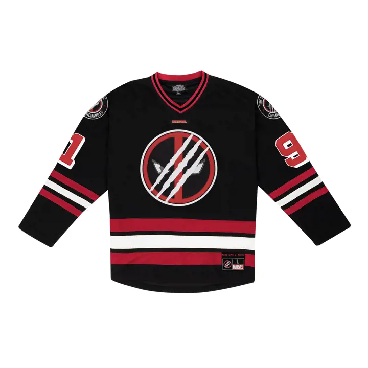 Maillot de hockey Marvel LHD Wolverine vs. Deadpool Noir/Noir/Rouge