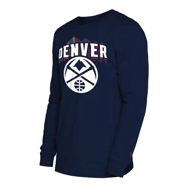 T-shirt à manches longues Denver Nuggets NBA City Edition Baseline bleu marine/blanc