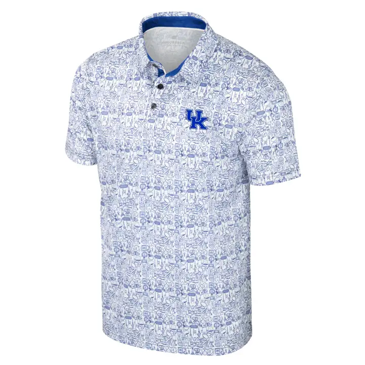 Polo Kentucky Wildcats NCAA imprimé all-over BLANC