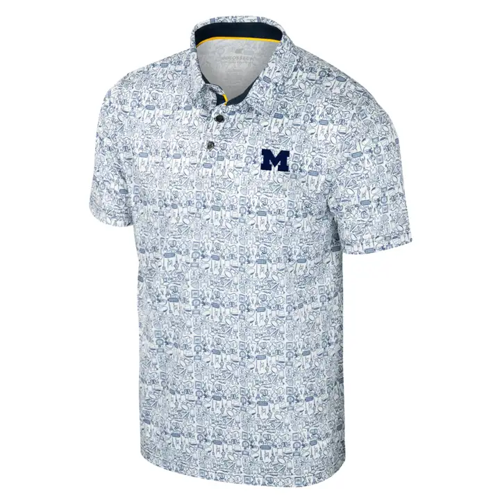 Michigan Wolverines NCAA POLO IMPRIMÉ ALLOVER BLANC