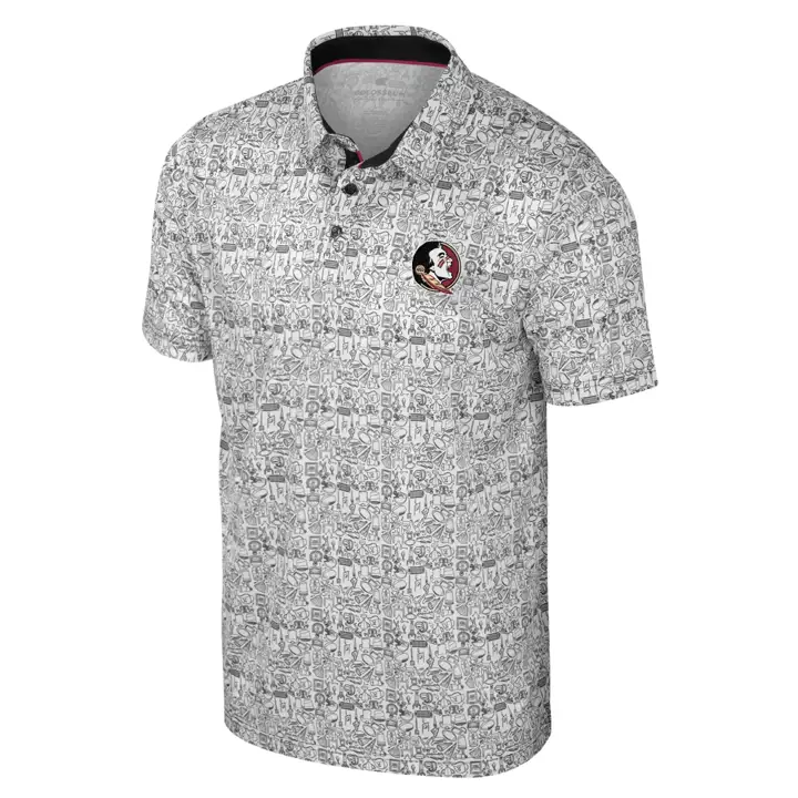 Polo imprimé intégral Florida State Seminoles NCAA BLANC