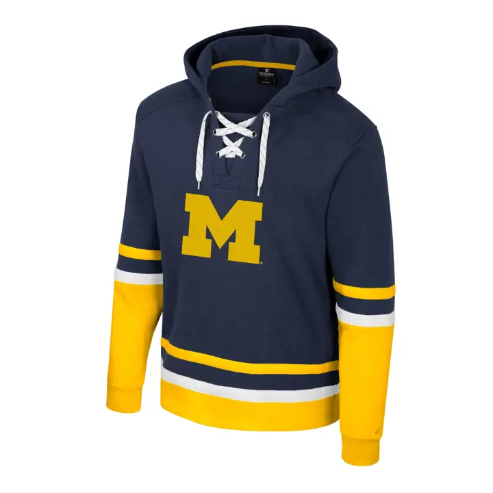 Sweat à capuche en molleton à lacets Michigan Wolverines NCAA bleu marine