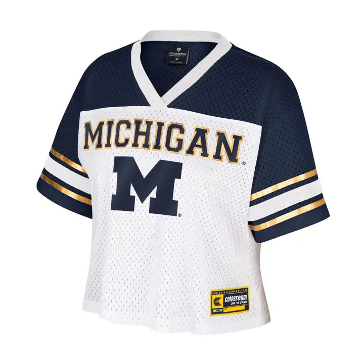 Maillot de football Wolverines NCAA pour femme (modèle Treasure) - T-shirt blanc