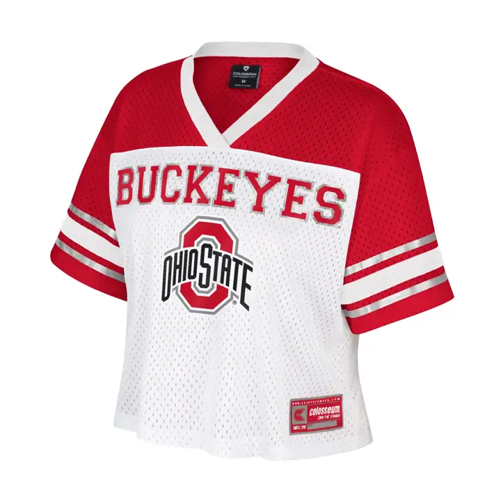Buckeyes Maillot de Football Américain NCAA pour Femme T-Shirt Blanc
