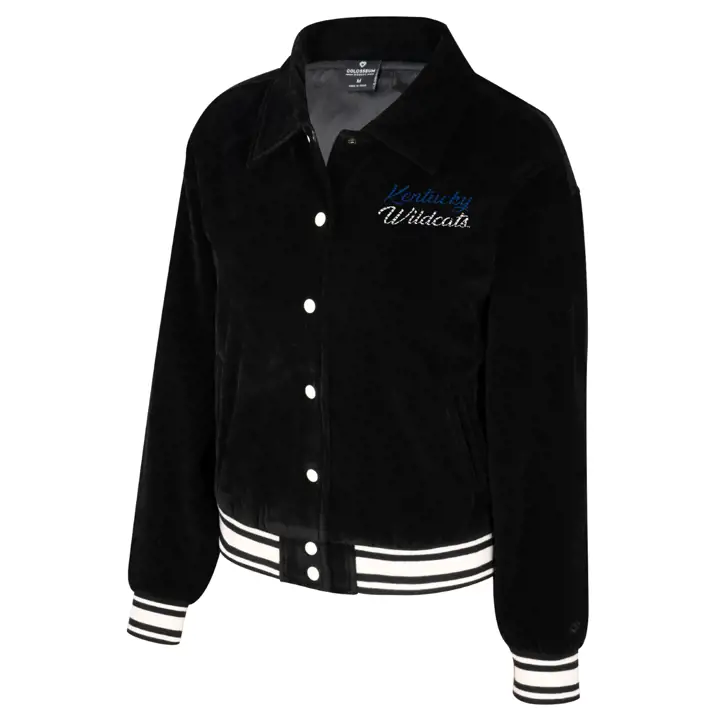 Kentucky Wildcats NCAA BLOUSON DE STYLE AVIATEUR EN VELOURS CÔTELÉ POUR FEMME NOIR