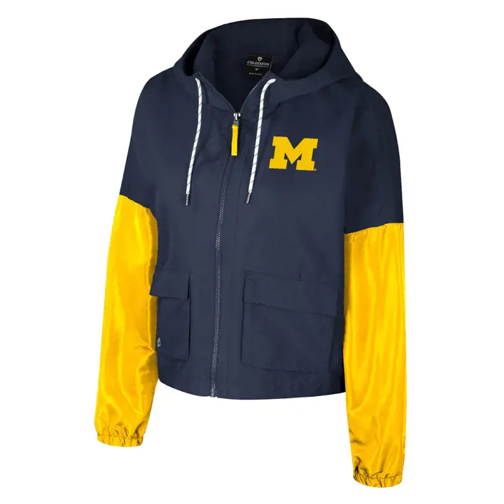 Michigan Wolverines NCAA WOMENS RAFI FZ HOODED JACKET Navy