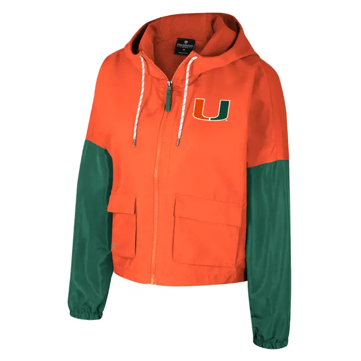Veste à Capuche Entièrement Zippée Miami Hurricanes NCAA Femme Rafi Verte