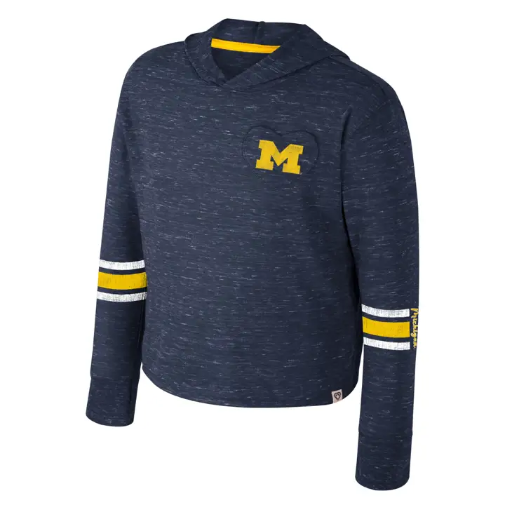 T-shirt à capuche pour fille Michigan Wolverines NCAA bleu marine