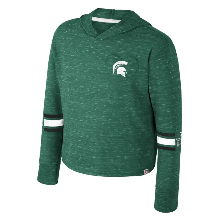 Michigan State Spartans NCAA GIRLS FLEET HOODED TEE GRN