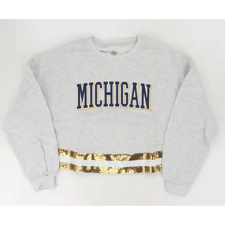 Vibes de victoire des Wolverines du Michigan NCAA pour femme Col ras du cou gry