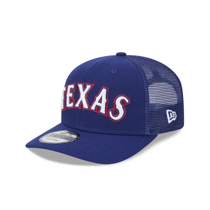 TEXAS RANGERS MLB NEW ERA SCRIPT 9SEVENTY TRUCKER BLEU