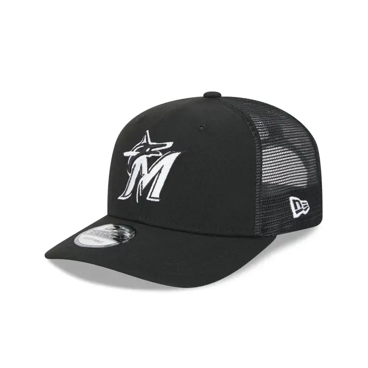 MIAMI MARLINS MLB NEW ERA BLK/WHT 9SEVENTY TRUCKER BLK/WHT