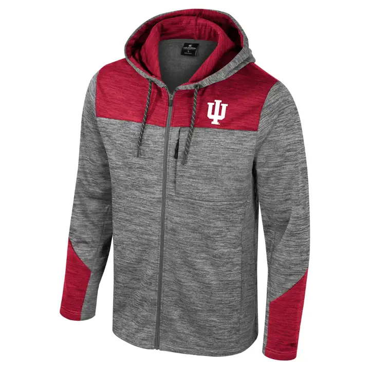 Sweat à capuche en molleton zippé Indiana Hoosiers NCAA DOZER Gry