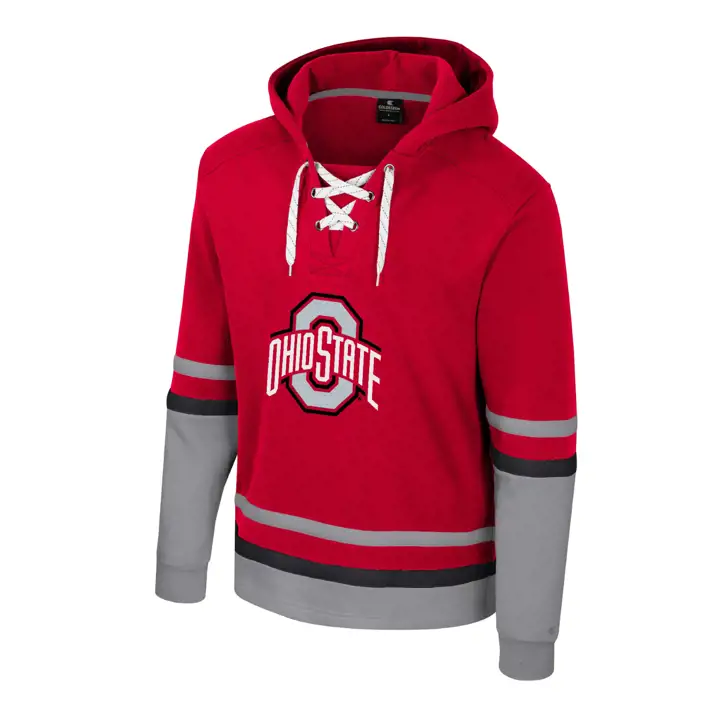 Ohio State Buckeyes NCAA SWEAT À CAPUCHE EN POLAIRE AVEC LACETS Rouge