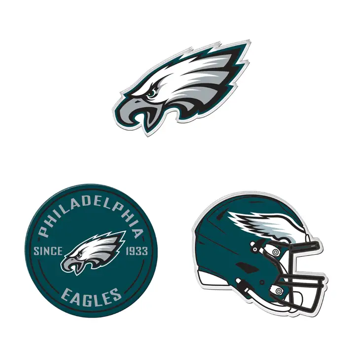 Lot de 3 aimants aux couleurs des Eagles de Philadelphie AST