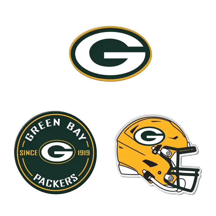 Lot de 3 magnets aux couleurs des Packers de Green Bay AST