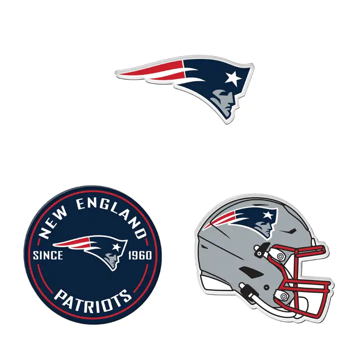 Nouveaux aimants logo d'équipe 3 pièces New England Patriots AST