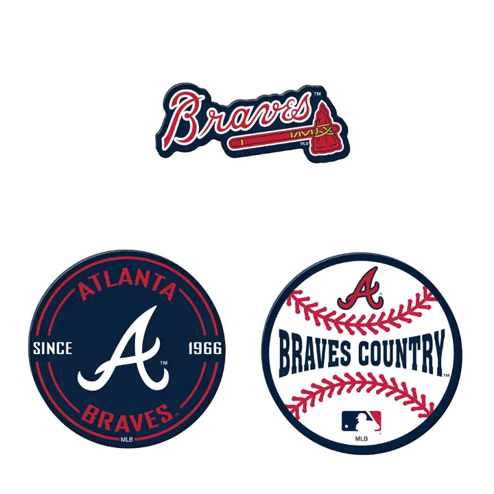 Atlanta Braves Lot de 3 aimants à logo d'équipe AST