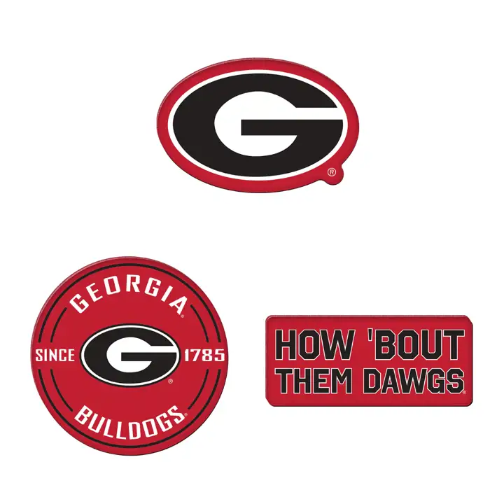 Lot de 3 aimants à logo des Bulldogs de la Géorgie