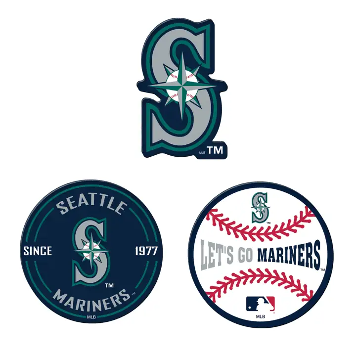 Lot de 3 magnets logo des Mariners de Seattle