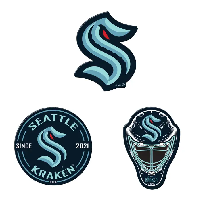 Seattle Kraken – Lot de 3 aimants à l'effigie de l'équipe, assortis